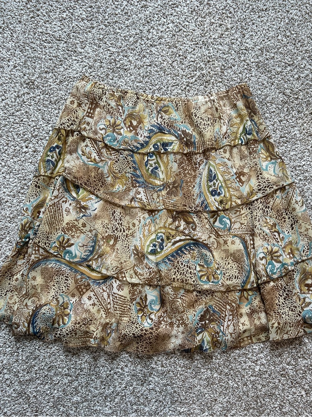 Tiered Floral Paisley Ruffle Skirt